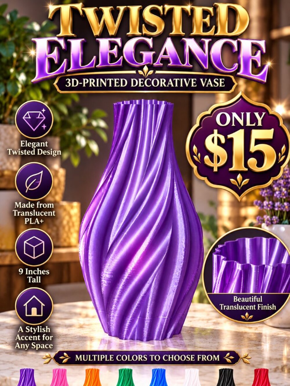 Twisted Elegance Decorative Vase – Only $15!